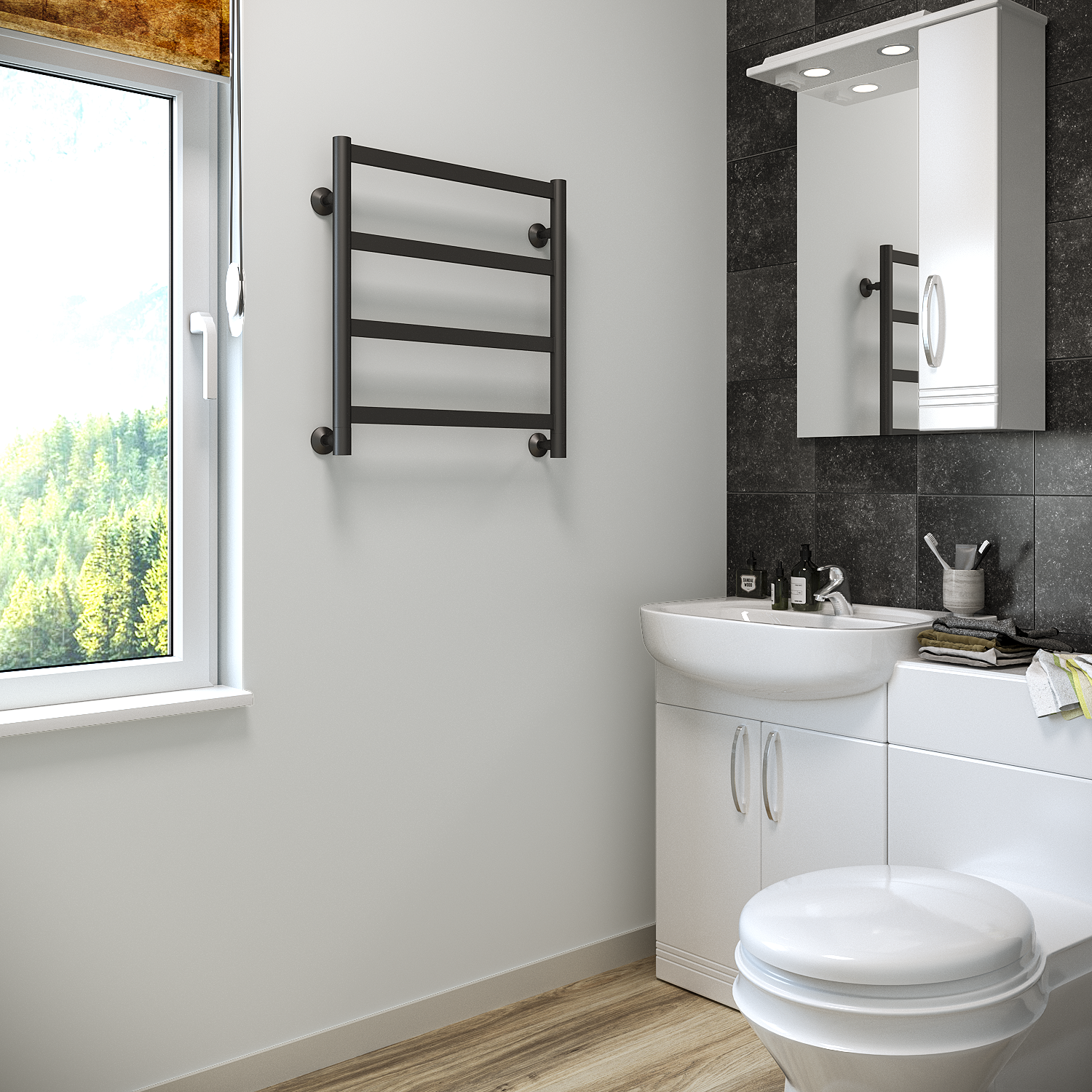 полотенцесушитель водяной stinox maxima 50x50 черный матовый