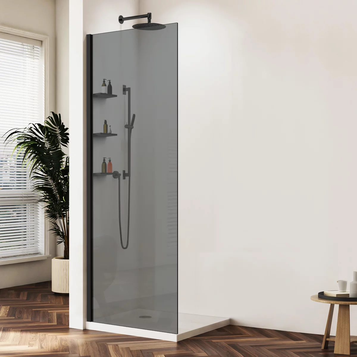 душевой уголок vincea walk-in vsw-1hws110cgb 110x200 стекло тонированное / профиль черный матовый