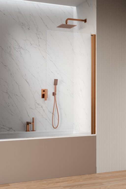 душевая шторка radaway nes brushed copper pnj i 90x150 правая, стекла прозрачные, профиль брашированная медь