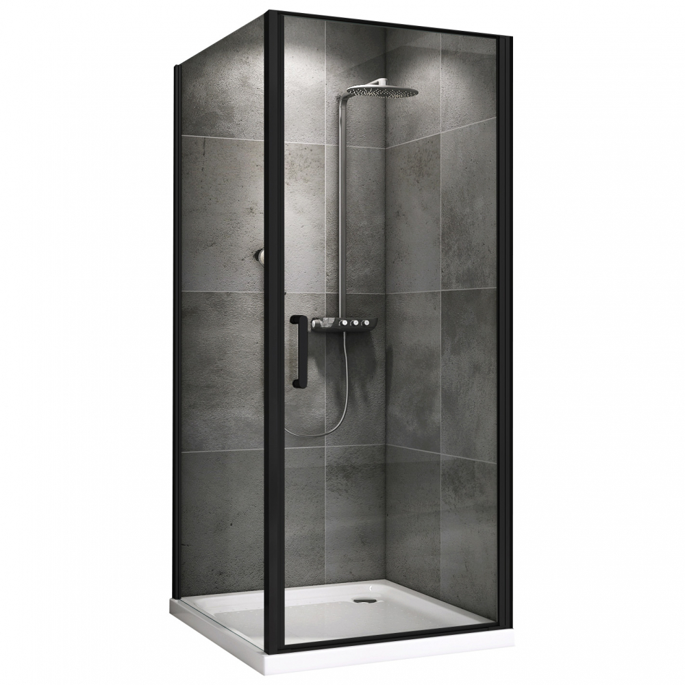 душевой уголок abber sonnenstrand ag04080b-s75b 80x75 стекла прозрачные, профиль черный