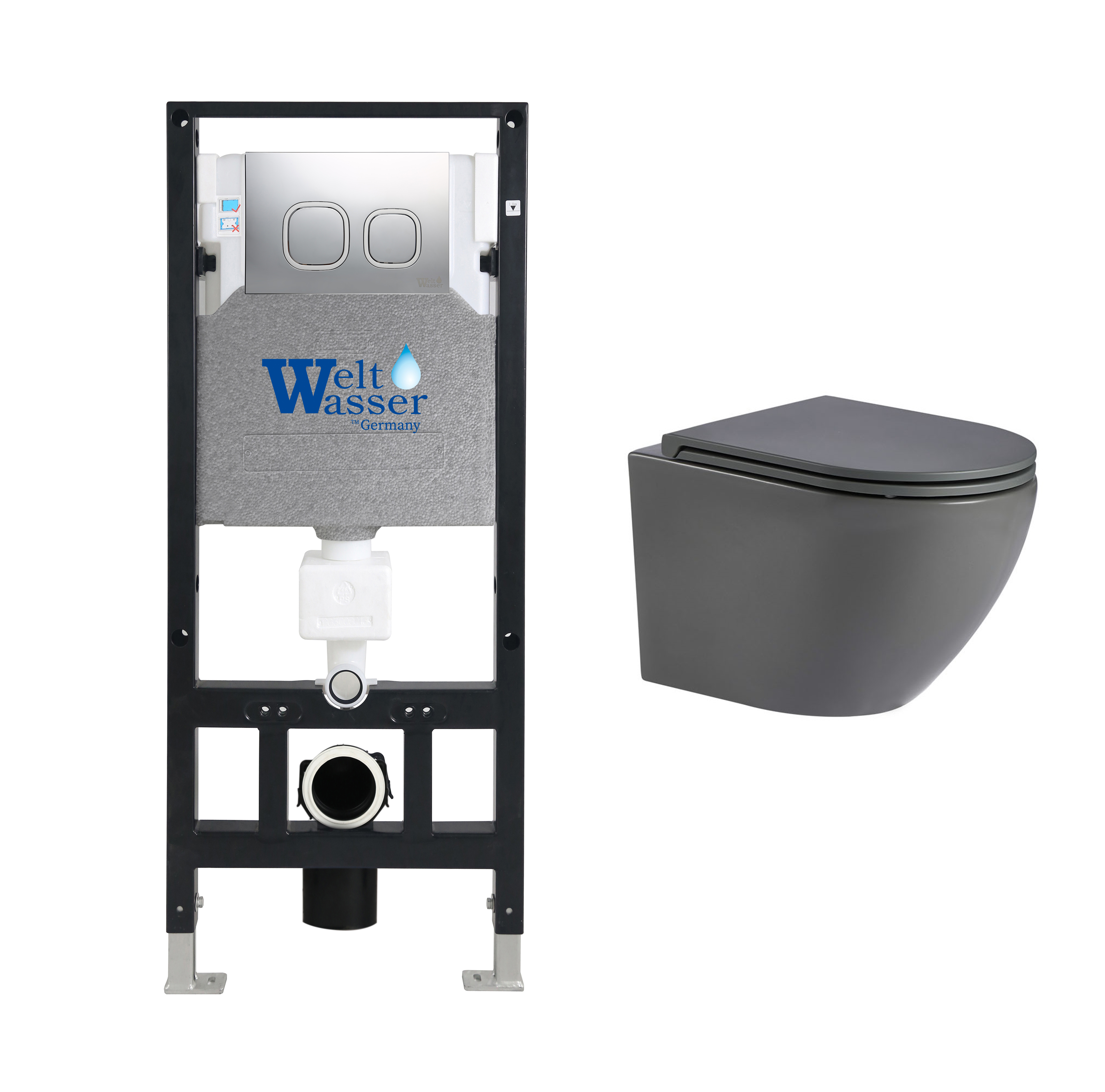 комплект инсталляции welt-wasser amberg 506 с унитазом merzbach 043 mt-gr и клавишей смыва amberg rd-cr, хром