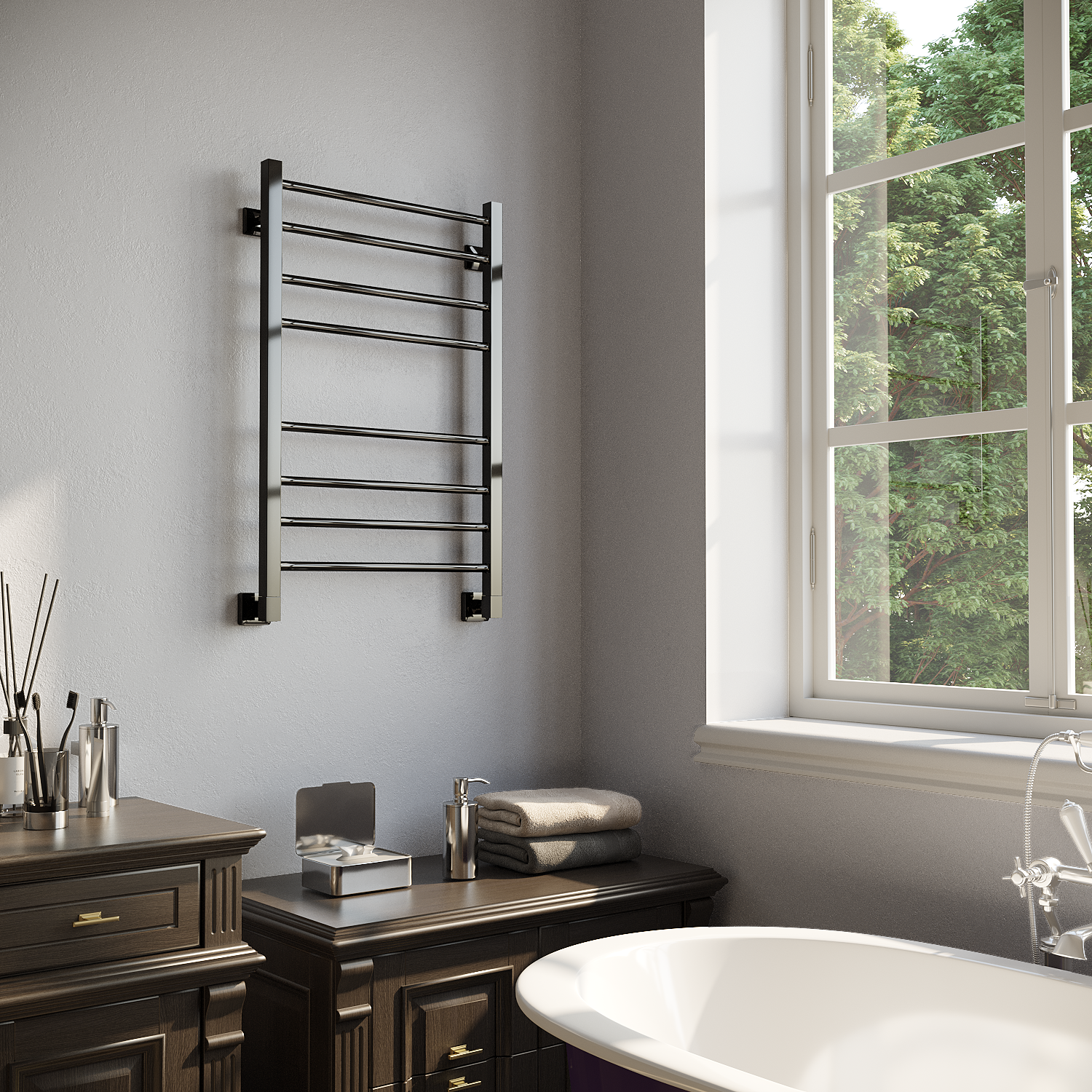 полотенцесушитель водяной stinox classic 50x80 черный глянец