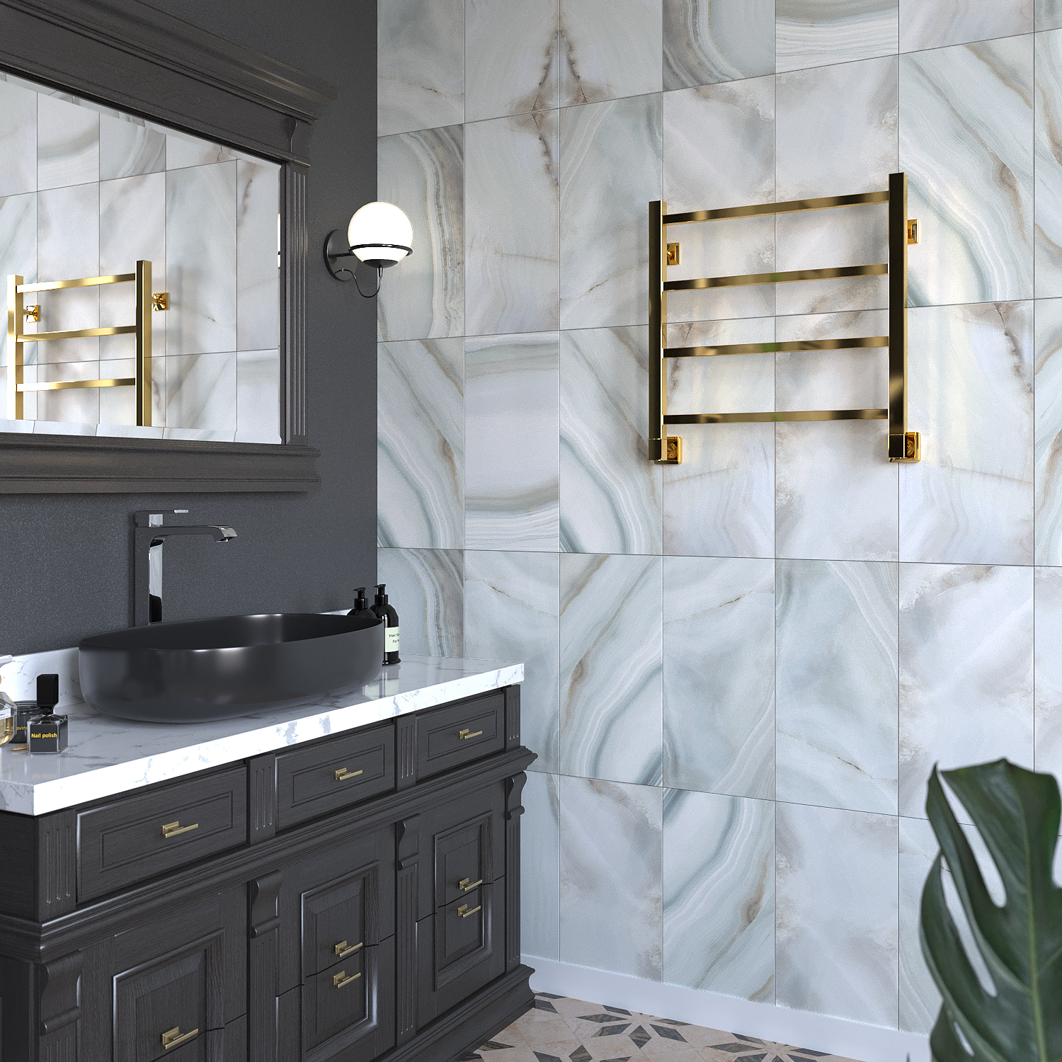 полотенцесушитель водяной stinox quatro 50x50 золото глянец