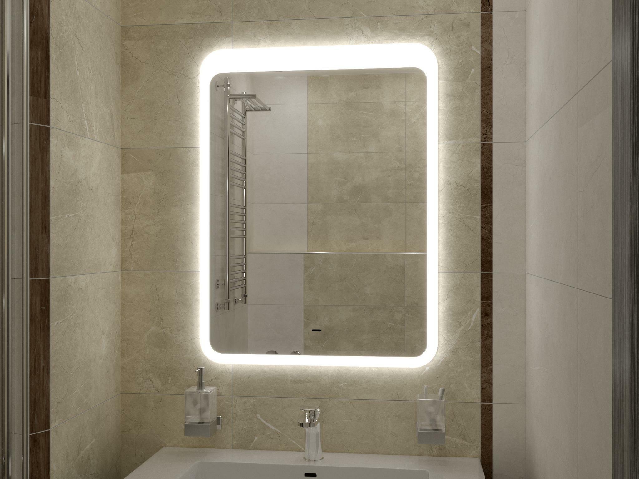 зеркало континент lacio led 50x70 с подсветкой и бесконтактным сенсором