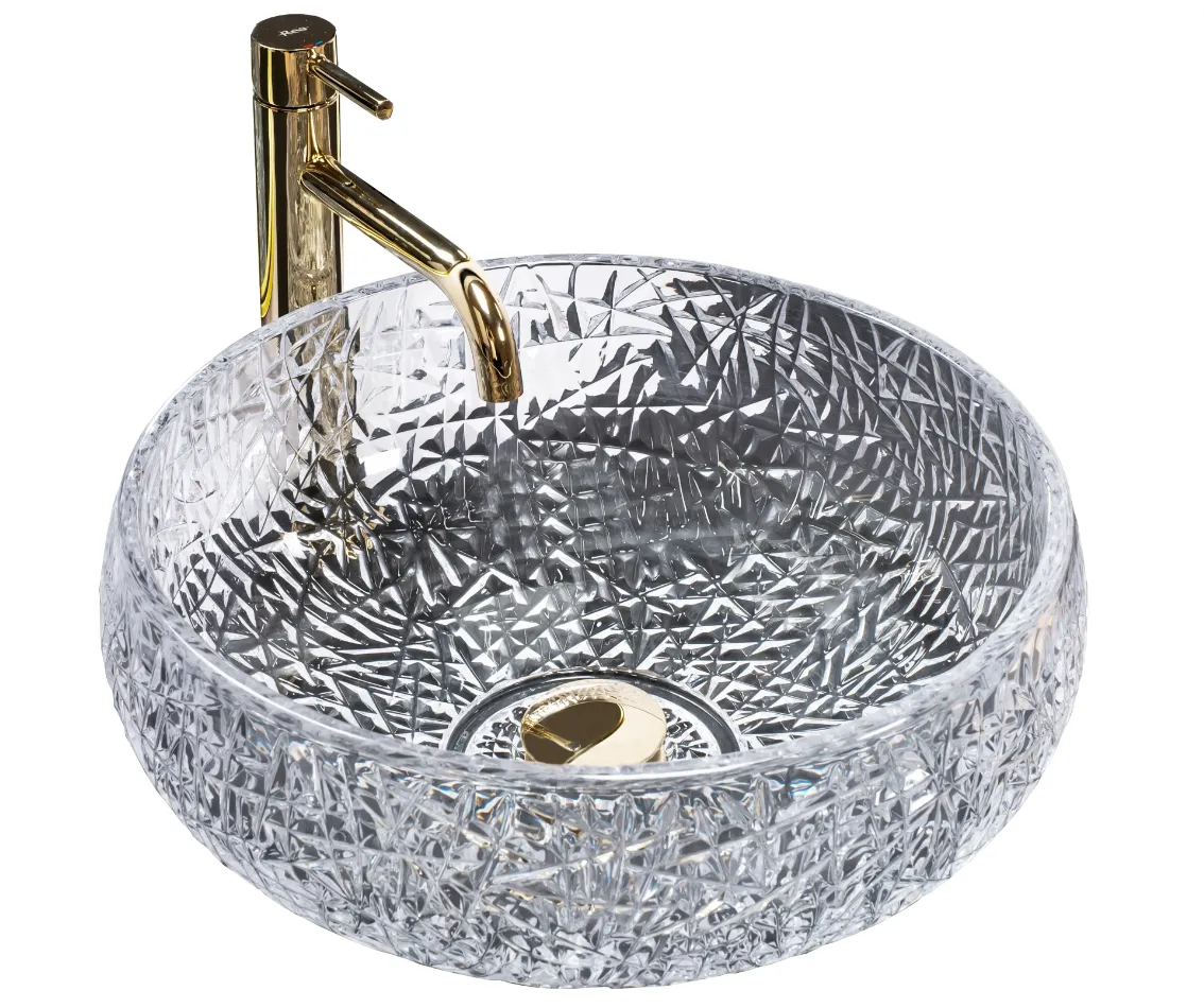 умывальник rea ice cristal rea-u5070 40x40 прозрачный