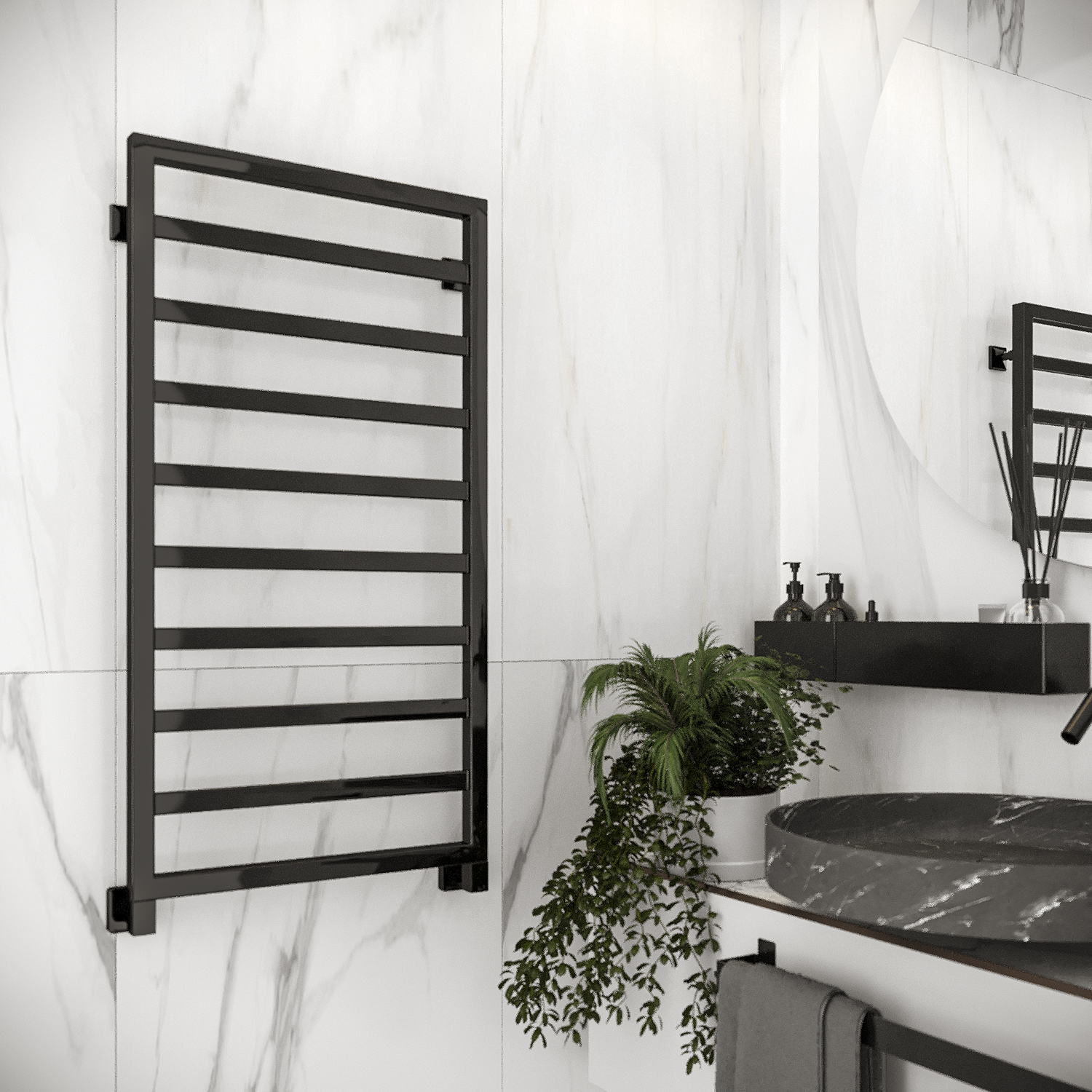 полотенцесушитель водяной stinox bergamo 50x100 черный глянец