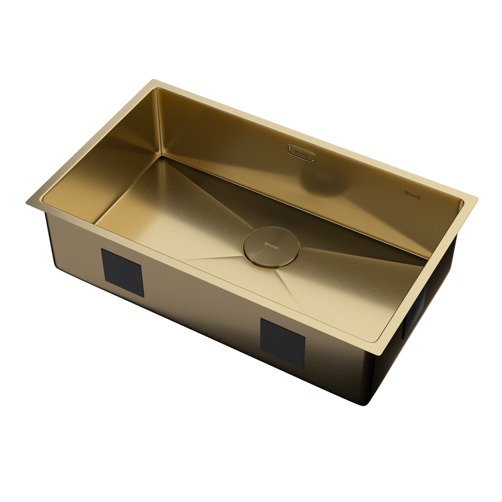 кухонная мойка zorg zerox 74 u / if pvd gold 74x44 матовое золото
