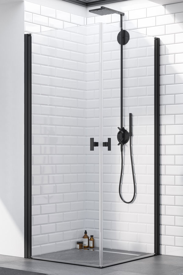 душевой уголок radaway nes 8 black kdd i 90x90 прозрачное/черный