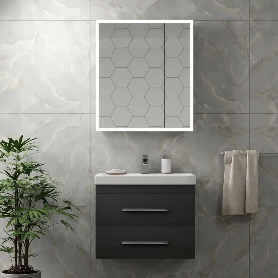 шкаф с зеркалом континент reflex led 70x80 с подсветкой и датчиком движения