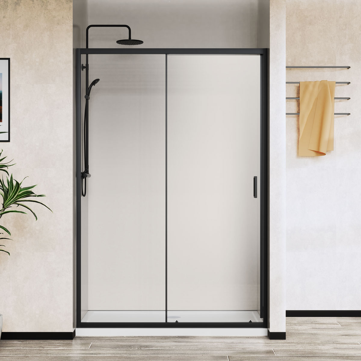 душевая дверь vincea city vds-5ct110clb 110x195 стекла прозрачные, профиль черный