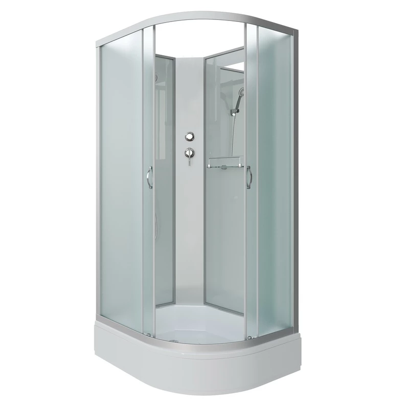 душевая кабина niagara classic ng-33094-14lbk 100x90 без крыши, стекла матовые, профиль серебро