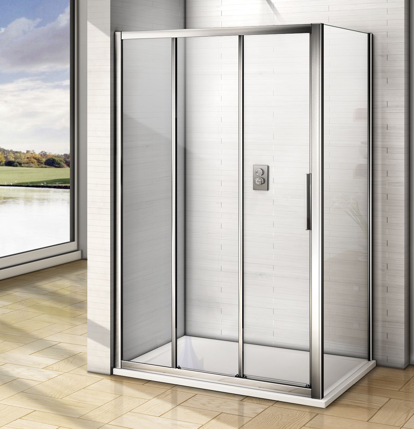 душевой уголок gooddoor orion wtw+sp 140x100 стекло прозрачное / профиль хром