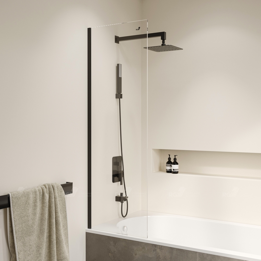душевая шторка rgw sc-056-8b 40x150 стекла прозрачные, профиль черный