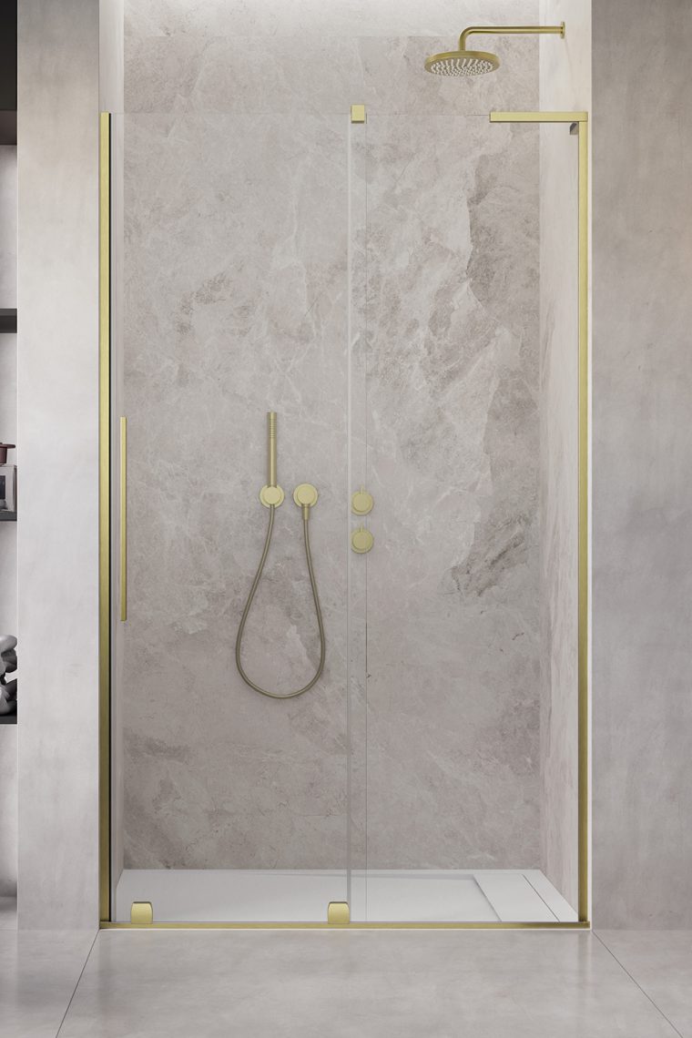 душевая дверь radaway furo sl brushed gold dwj 120x200 прозрачное стекло / профиль брашированное золото (правая)