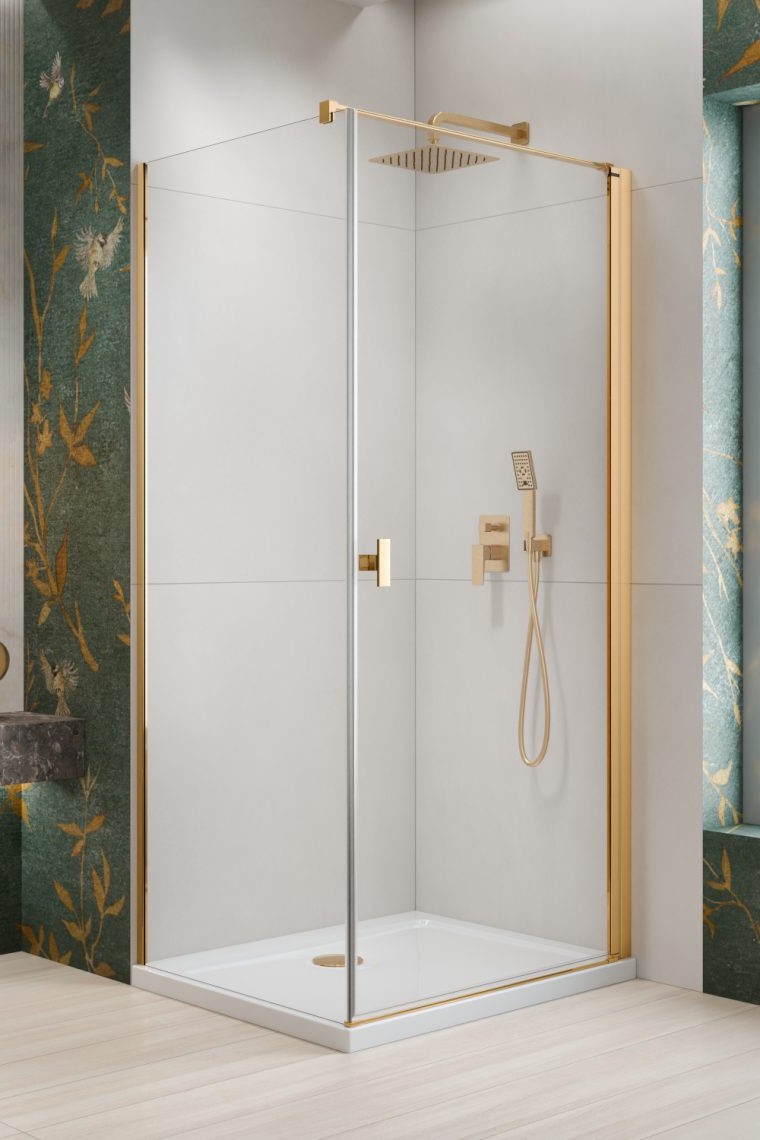 душевой уголок radaway nes gold kdj i 80x100 правый, стекла прозрачные, профиль хром