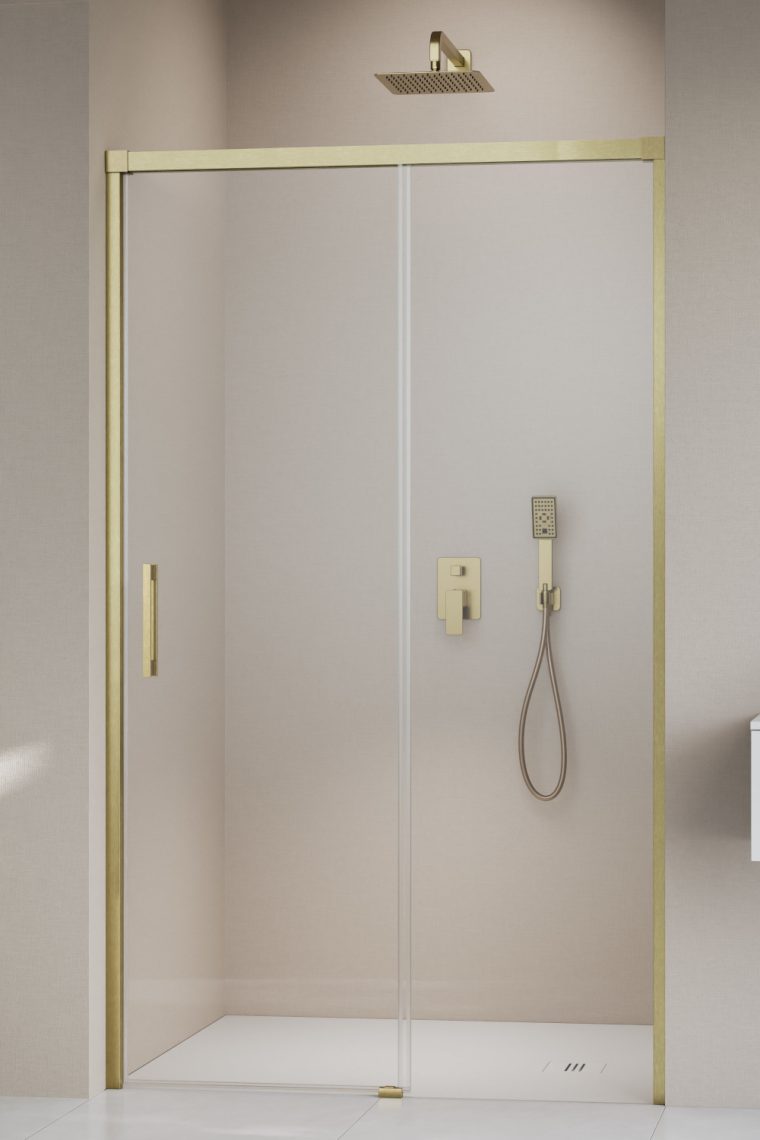 душевая дверь radaway idea brushed gold dwj 150x200 правая, стекла прозрачные, профиль брашированное золото