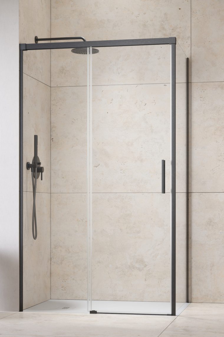 душевой уголок radaway idea brushed gunmetal kdj 160x75 левый, стекла прозрачные. профиль брашированная оружейная сталь