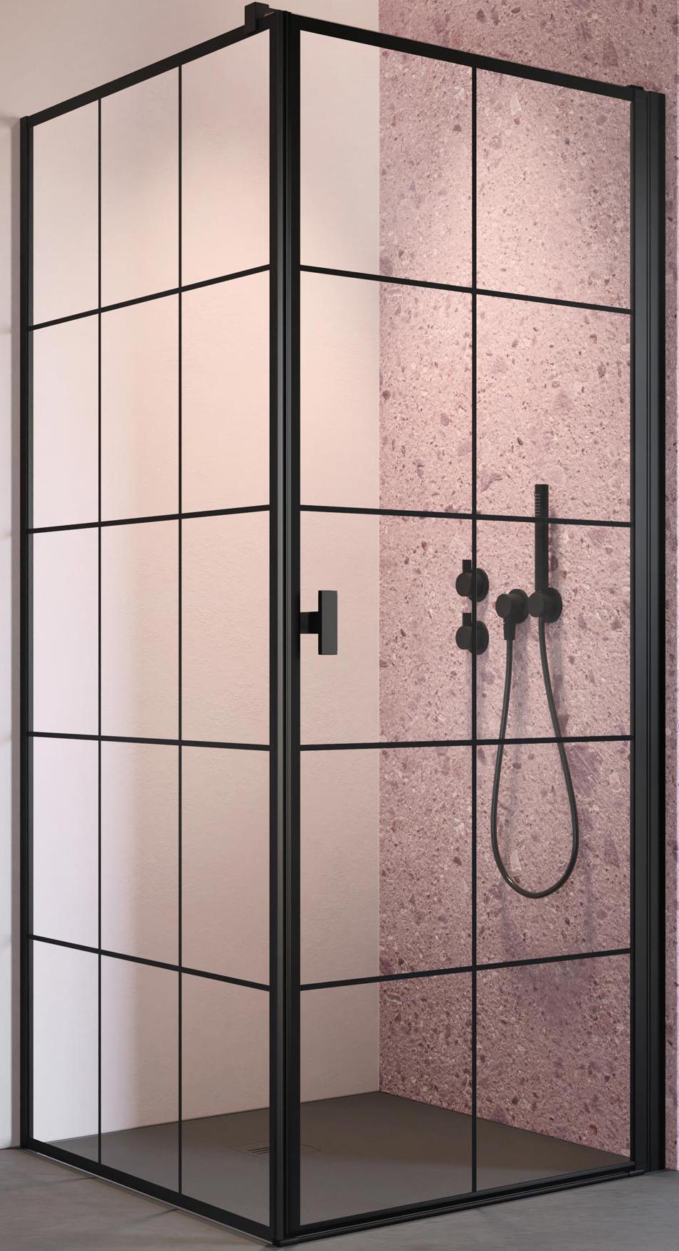 душевой уголок radaway nes black kdj i factory 80x90 r стекло прозрачное