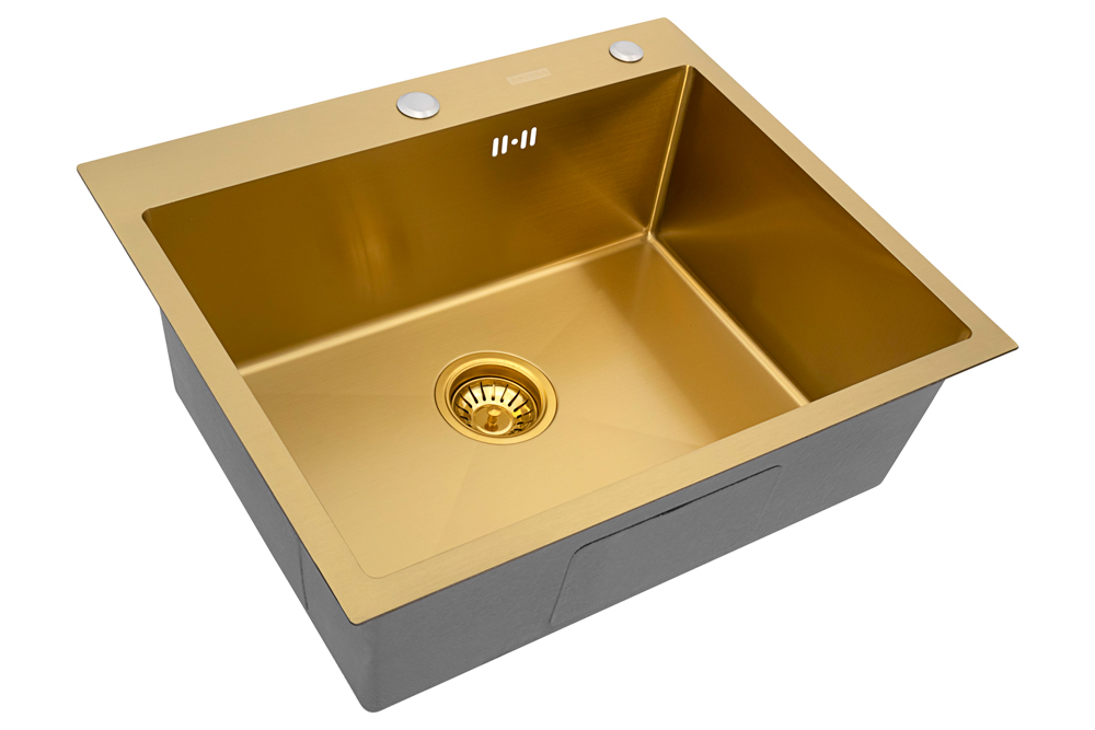 мойка кухонная arfeka eco ar 600x500 gold pvd nano, золото