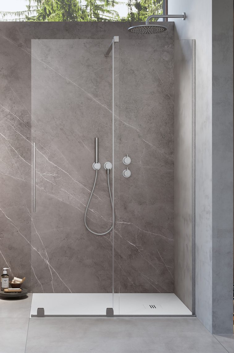 душевой уголок radaway furo brushed nickel walk-in r 120x200 стекла прозрачные, профиль брашированный никель