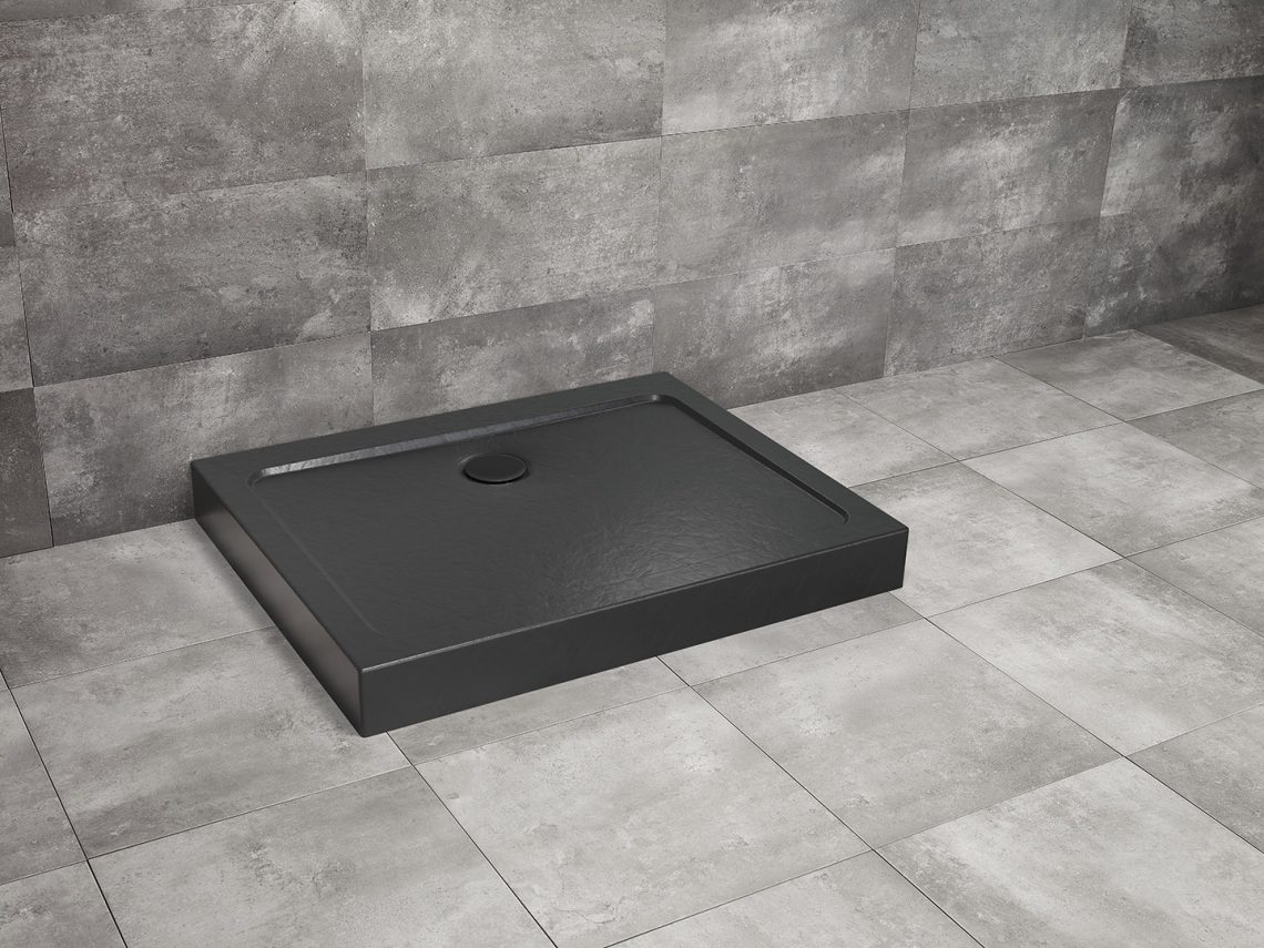 душевой поддон radaway doros d compact stone black 90x80 черный