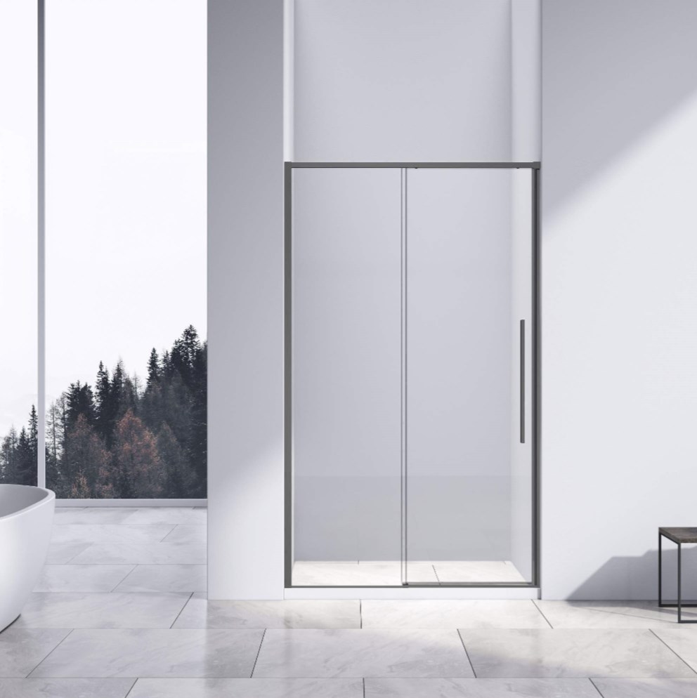 душевая дверь vincea slim-n vds-4sn130clgm 130x195 прозрачное стекло / профиль вороненая сталь