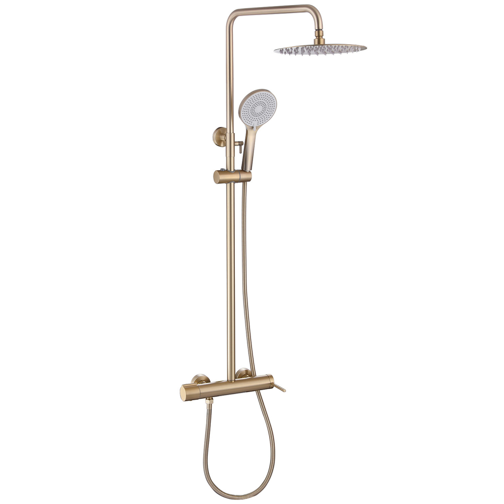 душевая стойка abber emotion af8816g с изливом золото матовое