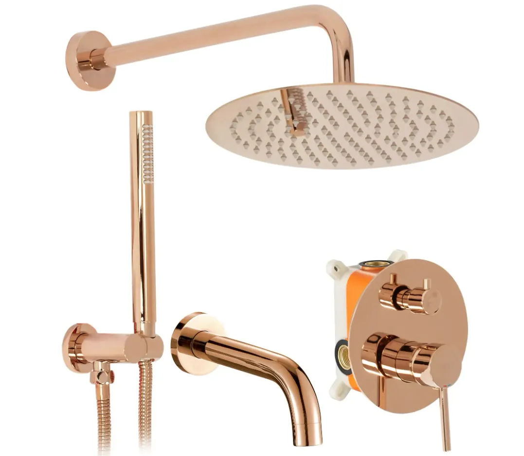 душевая система скрытого монтажа rea lungo rose gold p6610 розовое золото