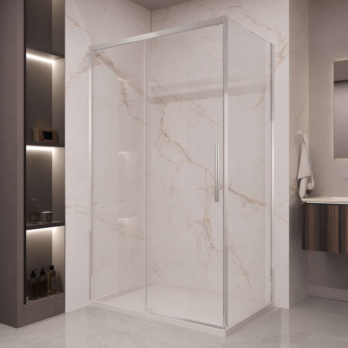 душевой уголок vincea stella vsr-1st8012cl 120x80 стекла прозрачные / профиль хром