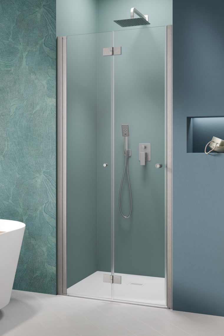душевая дверь radaway nes brushed nickel dwb 90x200 левая, стекла прозрачные, профиль брашированный никель