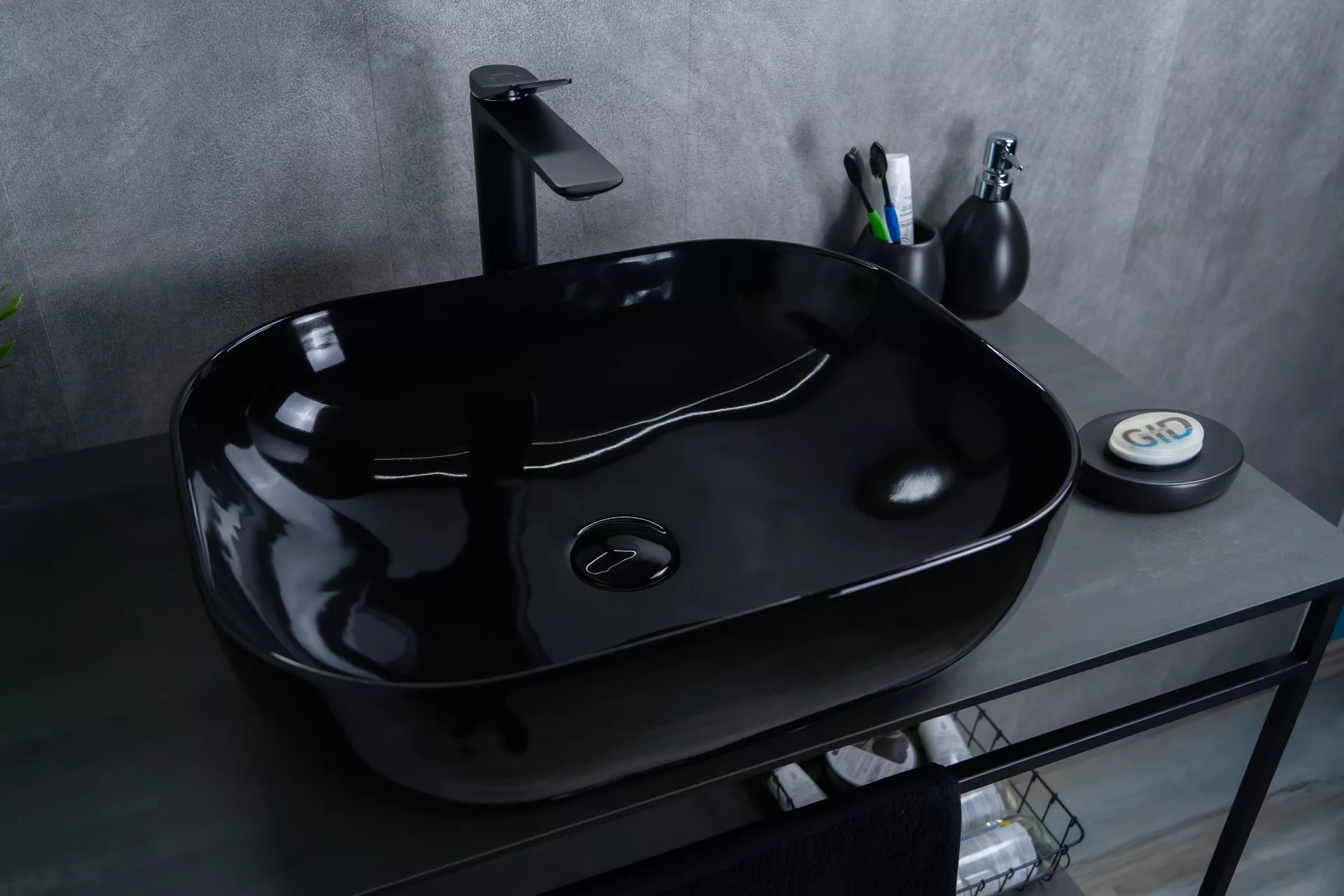 умывальник накладной gid bl1302 50x40 черный глянцевый