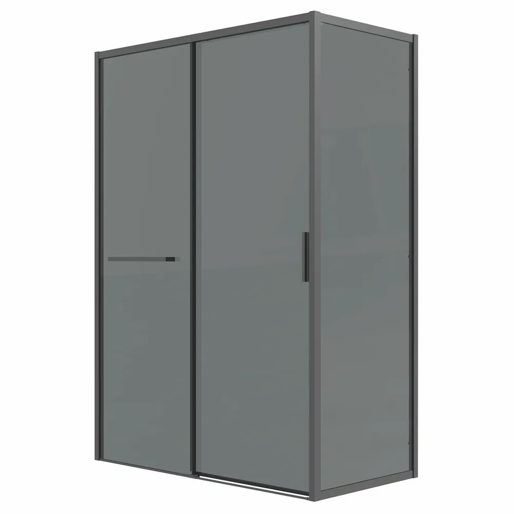 душевой уголок grossman style 100x100 стекла тонированные, профиль черный