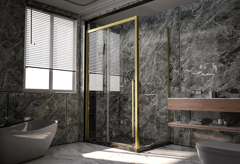 душевой уголок veconi premium trento ptc-sp-30g 150x100 прозрачные стекла / профиль брашированное золото