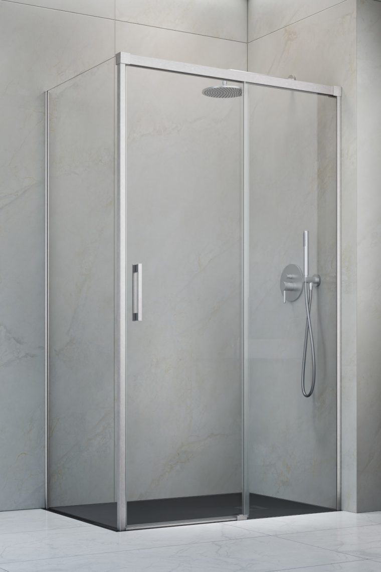 душевой уголок radaway idea brushed nickel kdj 120x70 правый, стекла прозрачные, профиль браширвоанный никель
