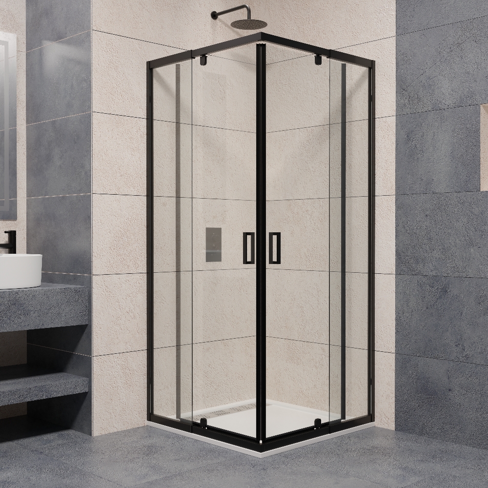 душевой уголок rgw passage pa-038b 80x80 стекла прозрачные, профиль черный