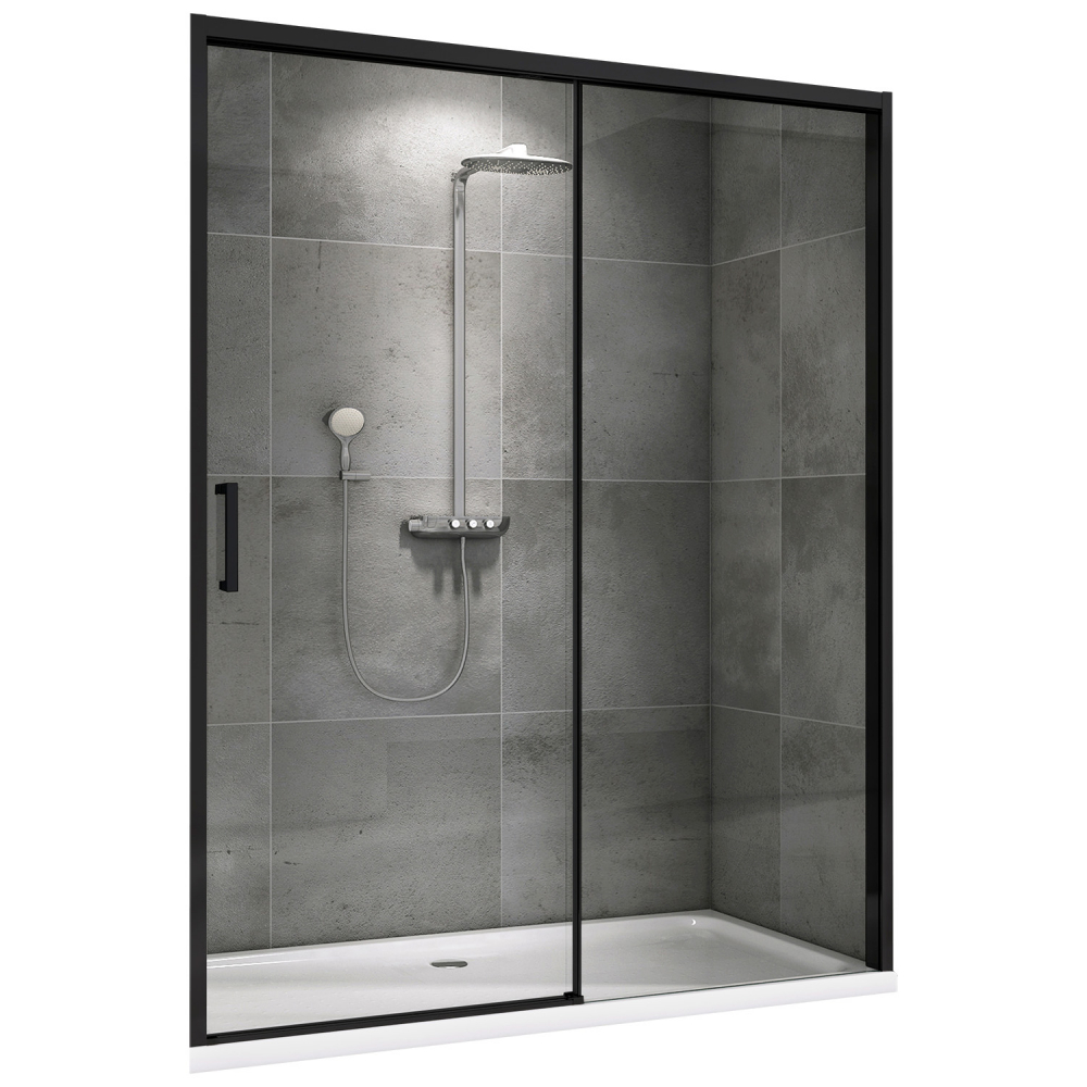 душевая дверь abber komfort ag93120b 120x200 стекла прозрачные, профиль черный