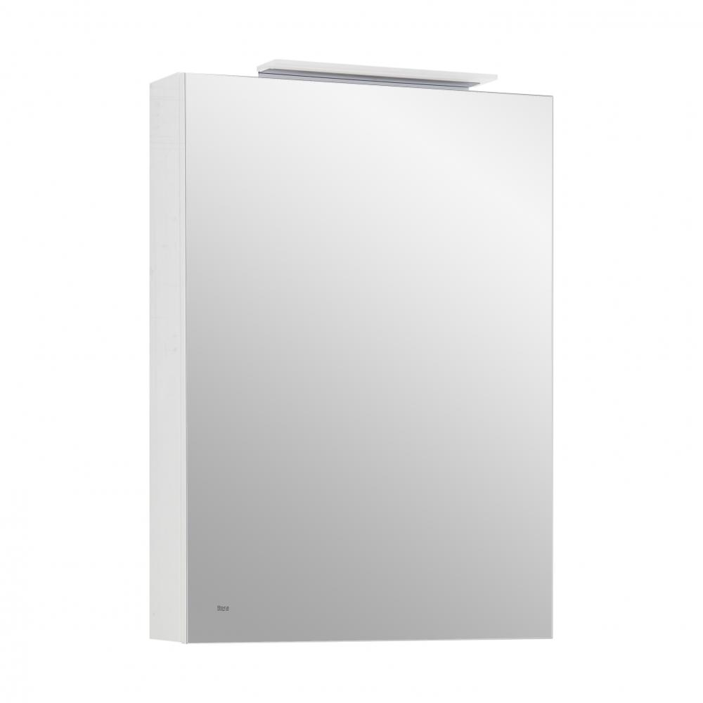 шкаф с зеркалом roca oleta 50 с led-светильником, правый, белый матовый