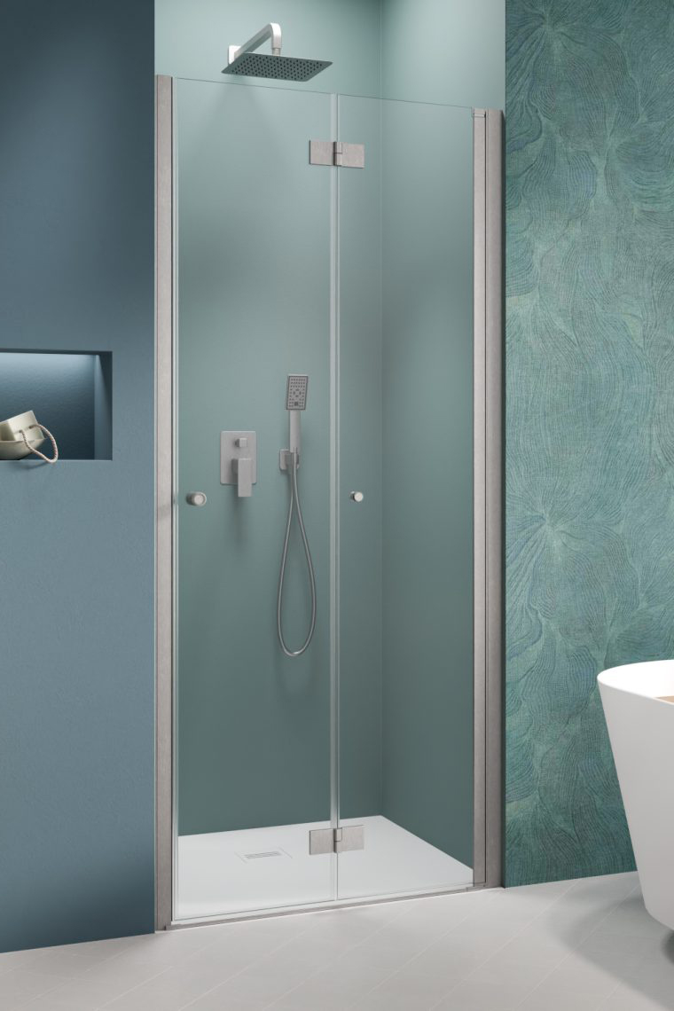 душевая дверь radaway nes brushed nickel dwb 80x200 правая, стекла прозрачные, профиль брашированный никель