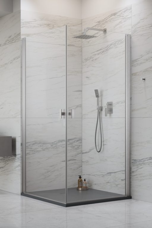 душевой уголок radaway nes brushed nickel kdd i 90x80 стекла прозрачные, профиль брашированный никель