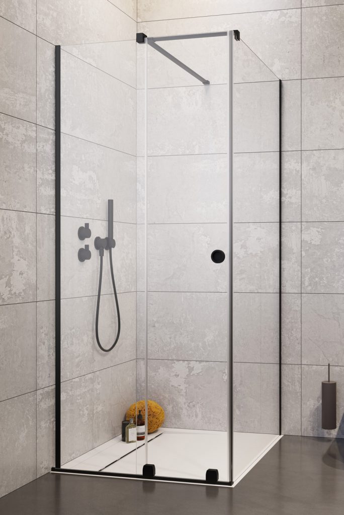 душевой уголок radaway furo black kdj rh 100l 100x120 стекло прозрачное, профиль черный (левый)
