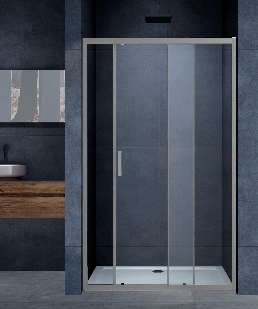 душевая дверь vincea alpha vds-3al120clgm 120x190 стекла прозрачные, профиль графит