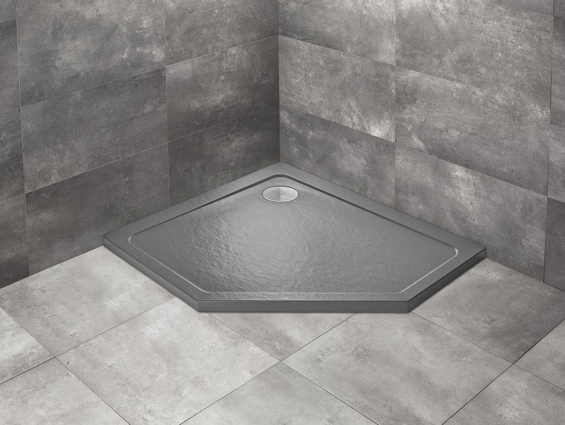 душевой поддон radaway doros pt e 100x80 stone anthracite левый