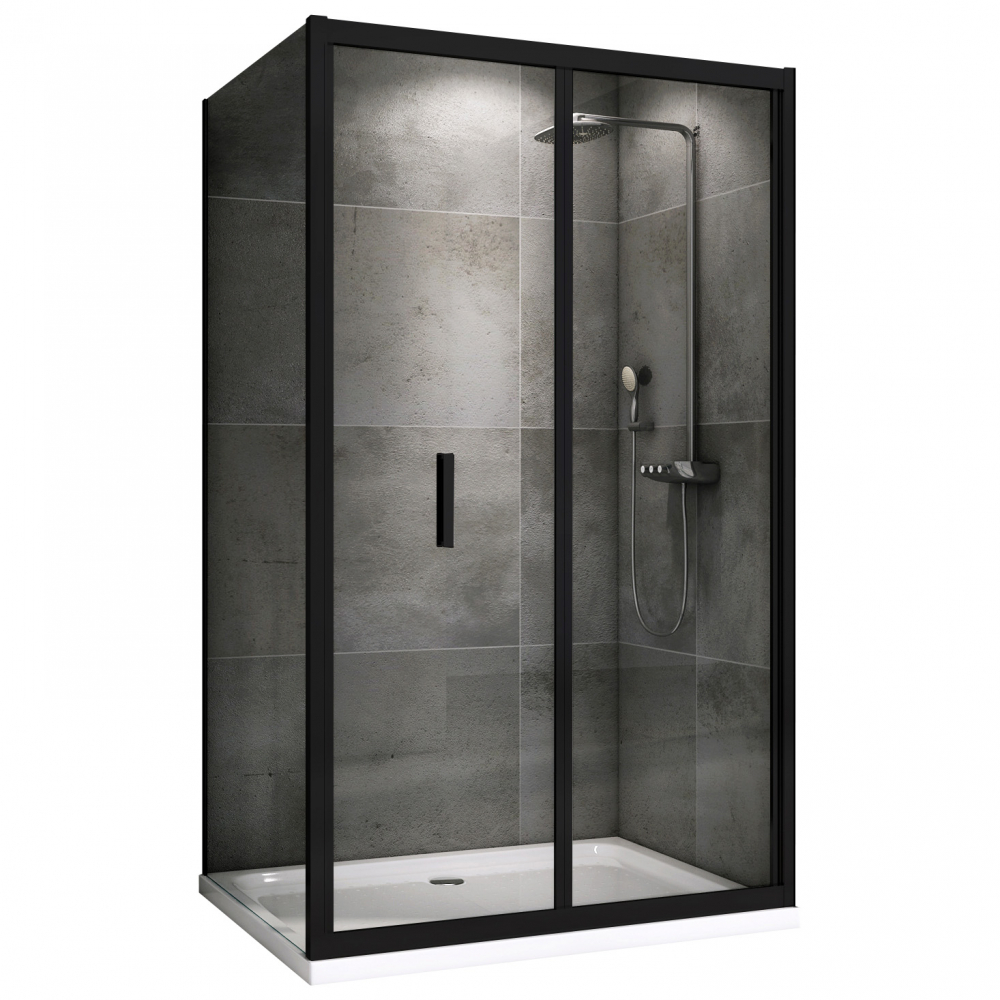 душевой уголок abber sonnenstrand ag07100b-s100b 100x100 стекла прозрачные, профиль черный