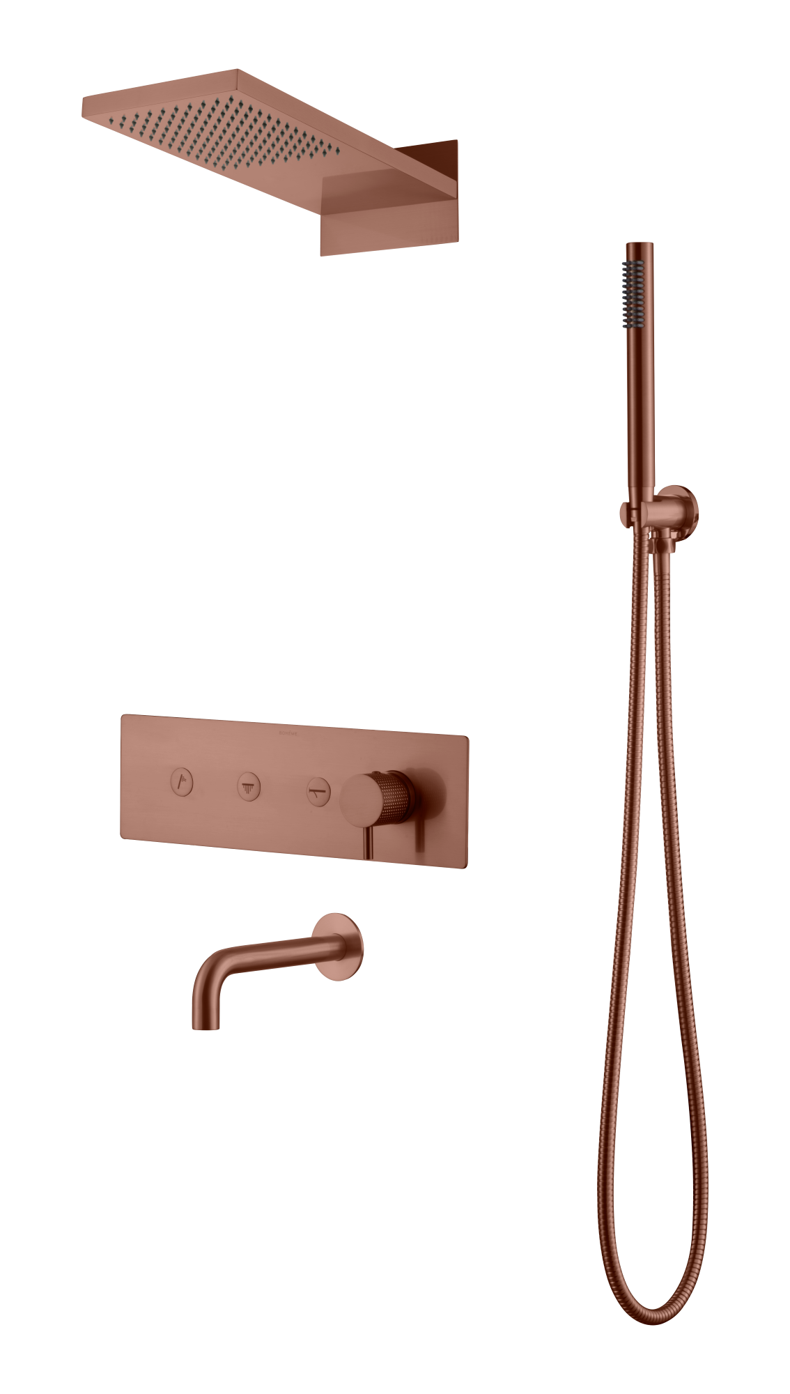 душевая система скрытого монтажа boheme fusion 130-2-brb brushed bronze, с изливом