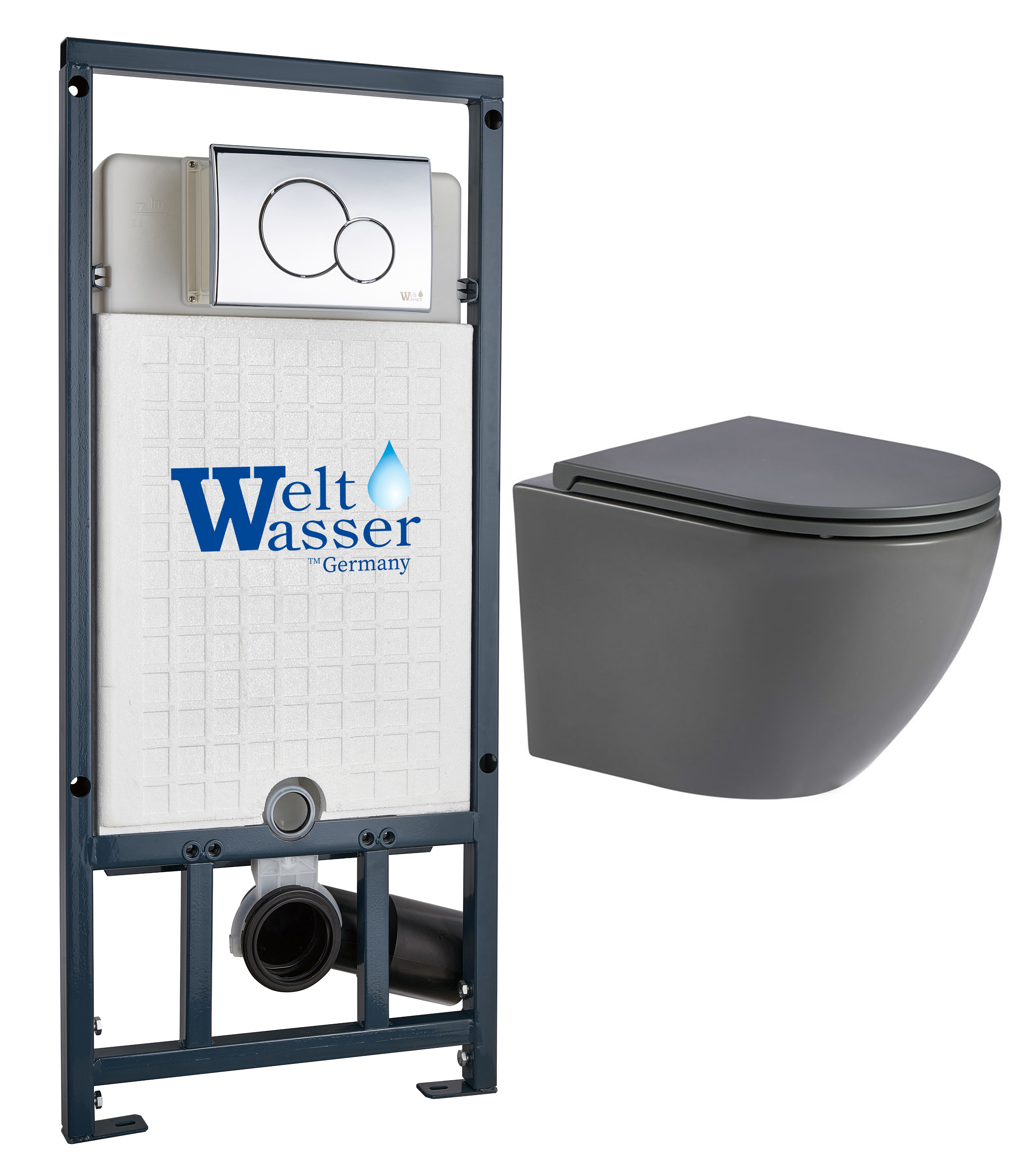 комплект инсталляции welt-wasser marberg 507 с унитазом merzbach 041 mt-gr и клавишей смыва mar 507 rd gl-wt белый глянец