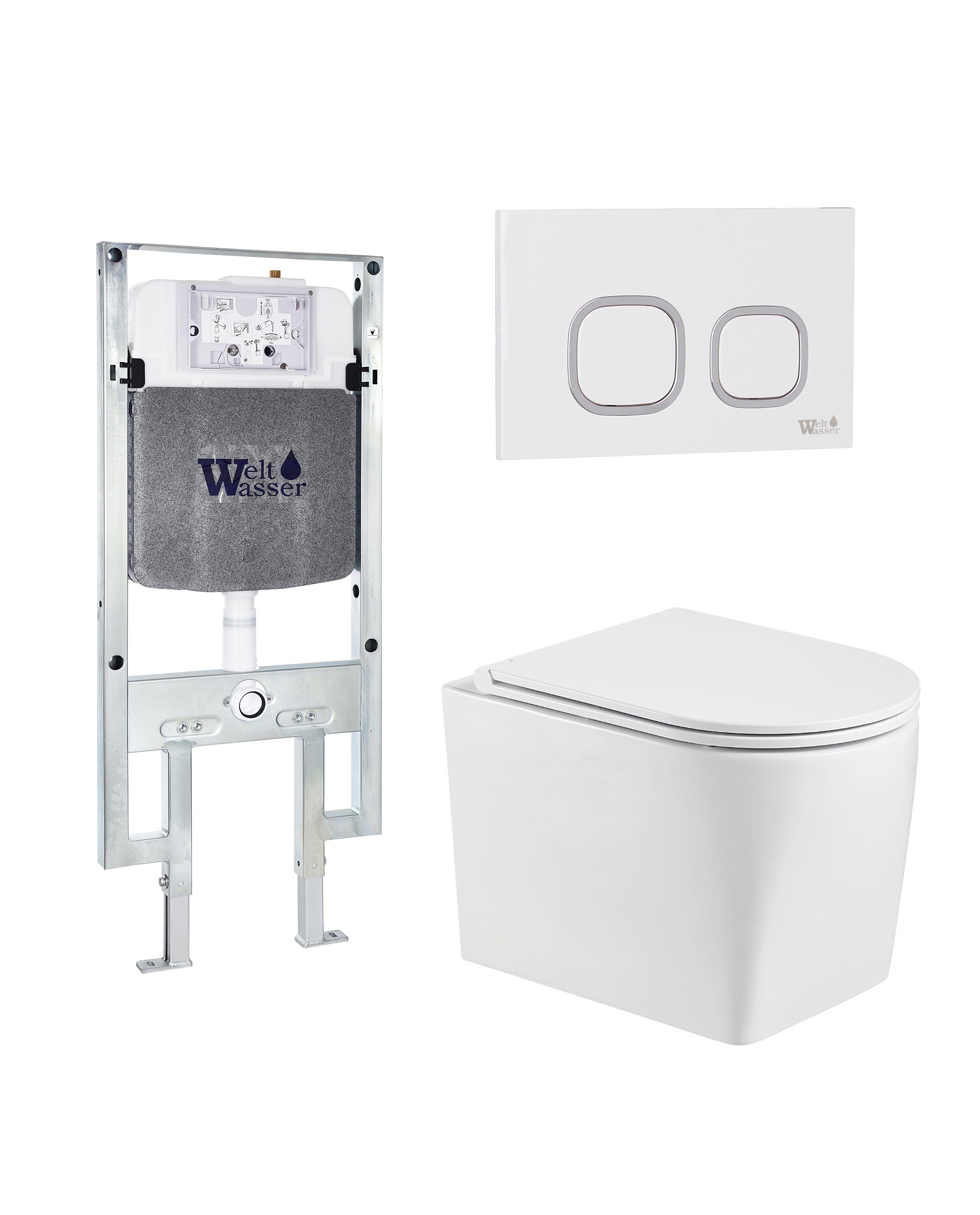 комплект welt-wasser amberg 497 st + nesenbach 004 gl-wt + amberg rd-wt с белой клавишей