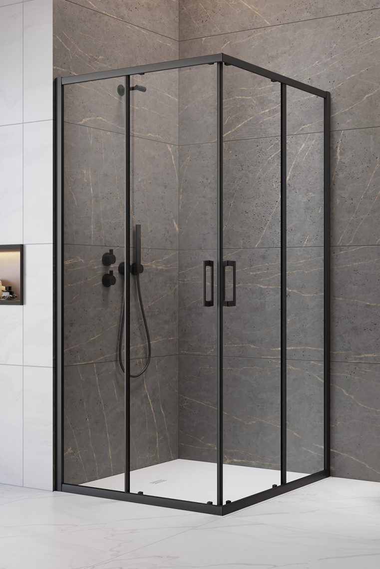 душевой уголок radaway premium pro black kdd 100x80 стекла прозрачные, профиль черный