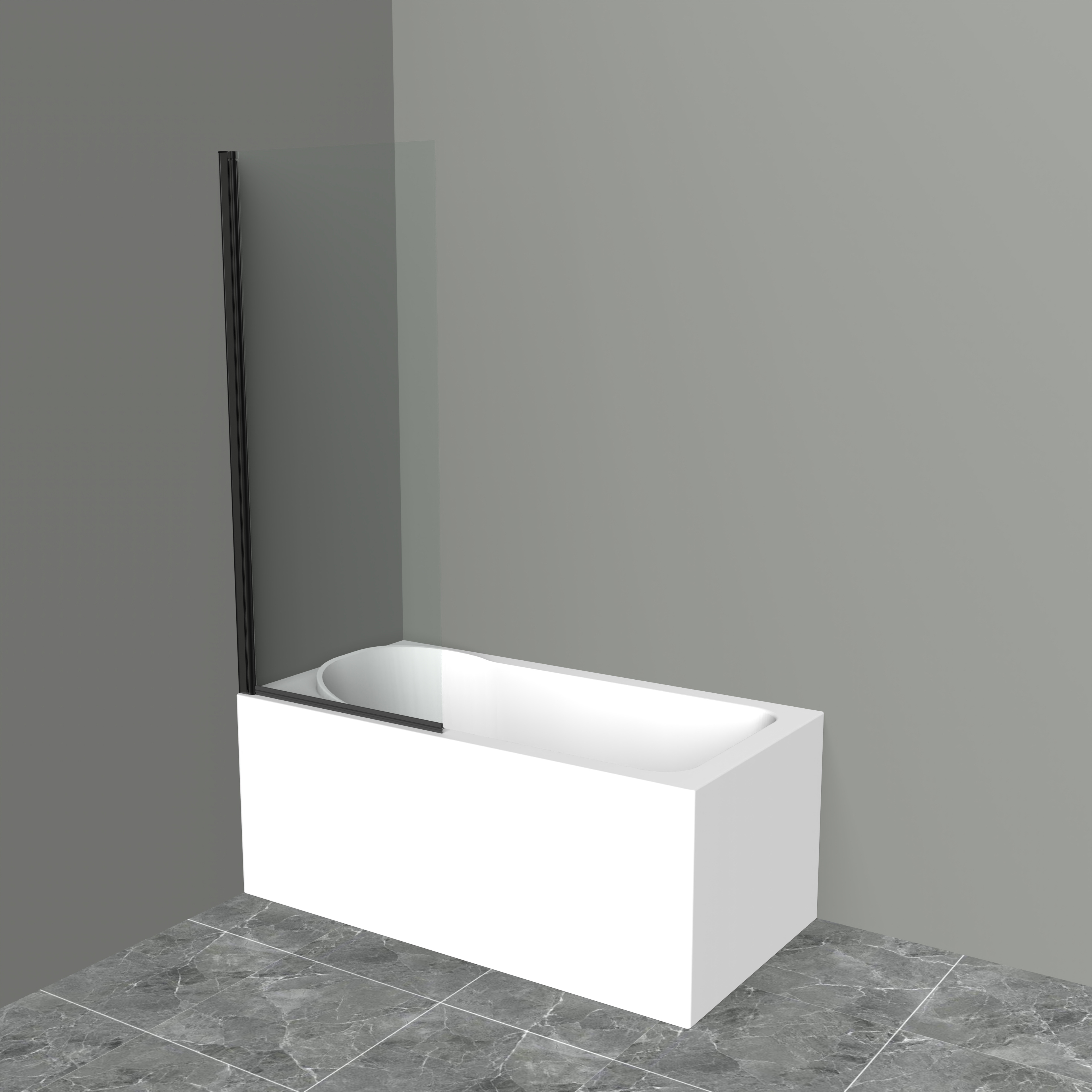 шторка на ванну belbagno uno-v-1-90/150-c-nero 90x150 стекла прозрачные, профиль черный матовый