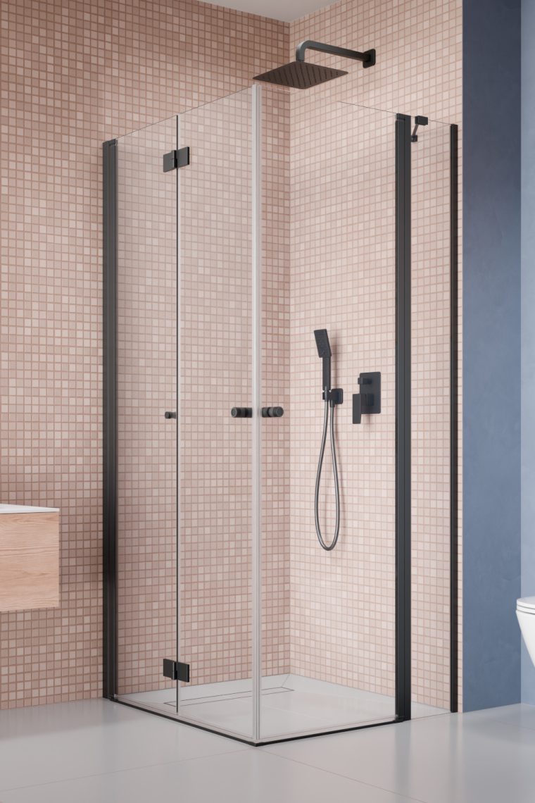 душевой уголок radaway nes 6 black kdd b / kdd ii 100x90 левый, стекла прозрачные, профиль черный