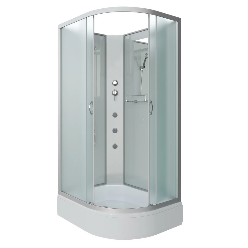 душевая кабина niagara classic ng-33984-14lbkg 90x80 без крыши, стекла матовые, профиль серебро